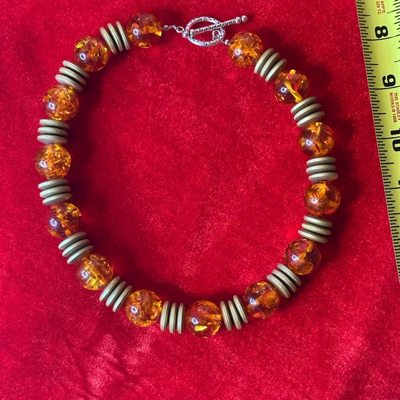 Amber & Wooden Beads 2Pc Chocker Necklace set. - Picture 3 of 4